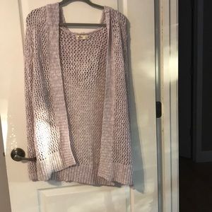 Long light purple cardigan with hood